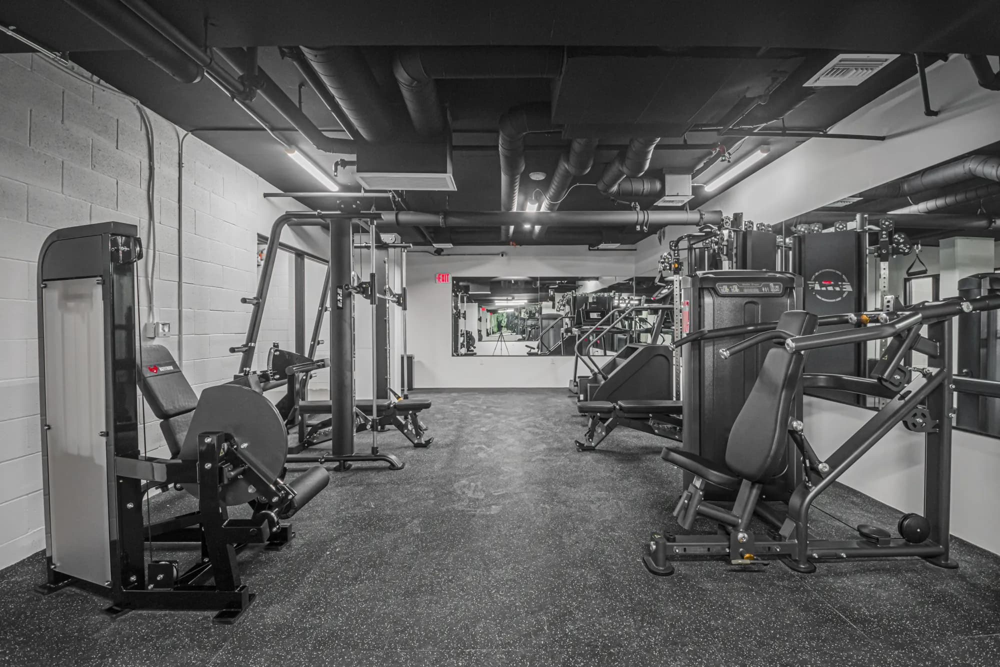 Fitness center with free weights and machines at The Gramercy